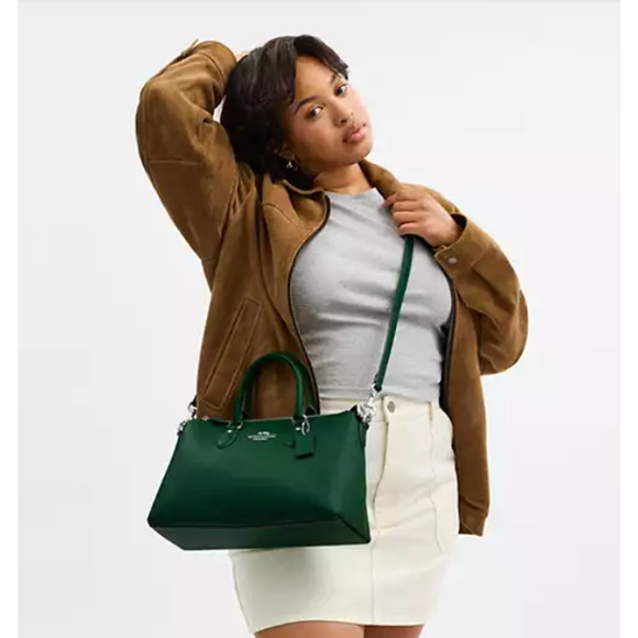 Coach Georgia Satchel Crossbody Handbag In Leather Shamrock Green CR156 NWT - Picture 6 of 11